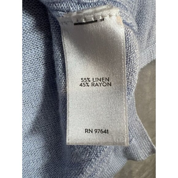 J Jill Linen Blend Cardigan Size Small Light Blue Knit Short Sleeve pockets - Picture 5 of 8